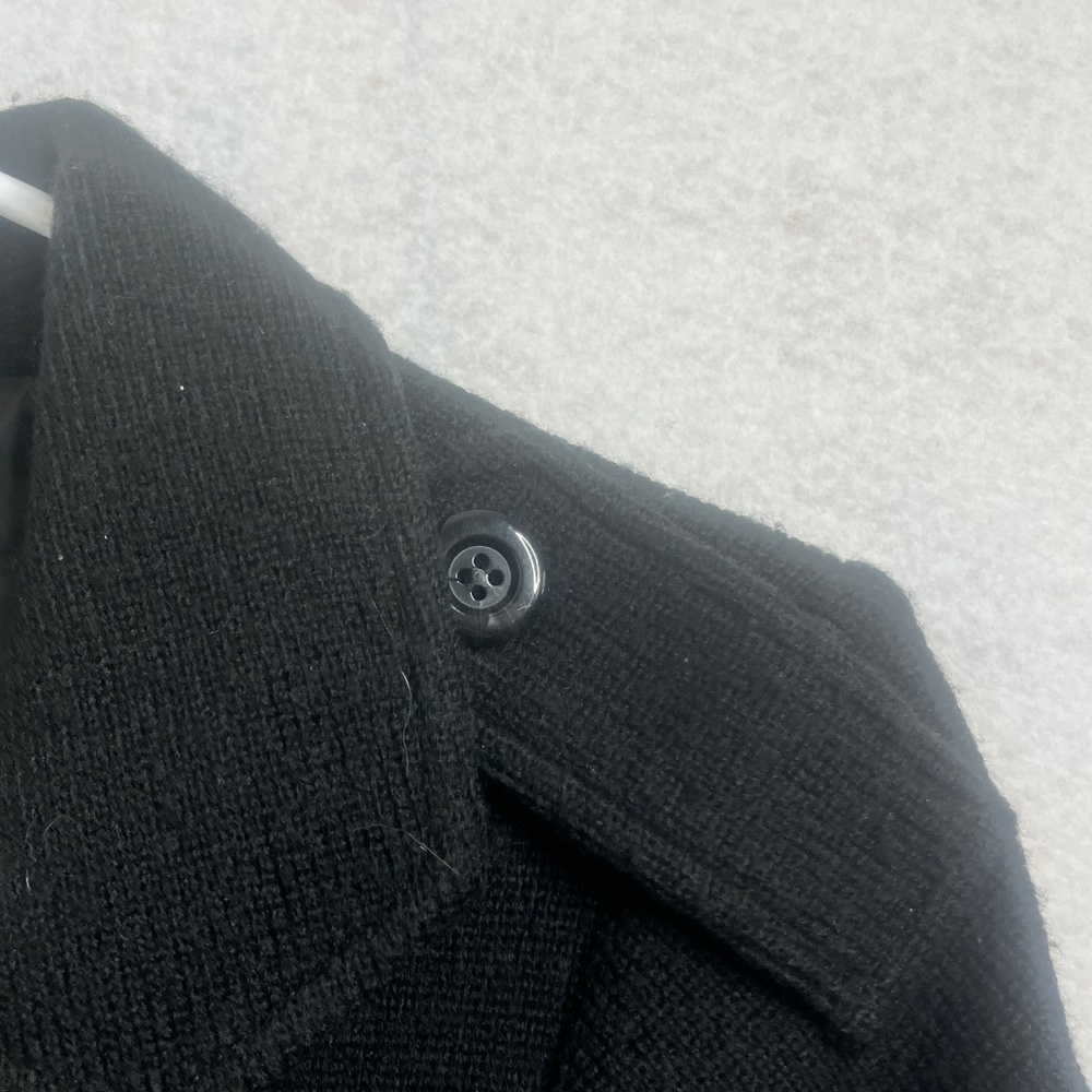 MK2K Wool Coat Black Double Breasted Short Sleeve Coat Jacket Size M/L - Picture 8 of 9